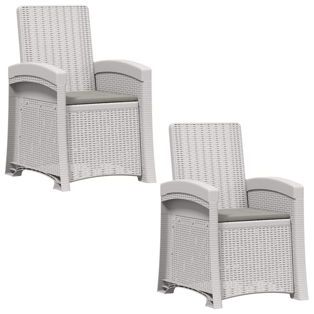 Liegesessel Garten Rattan-optik 2 Pcs Weiß Und Hellgrau Pp Vidaxl
