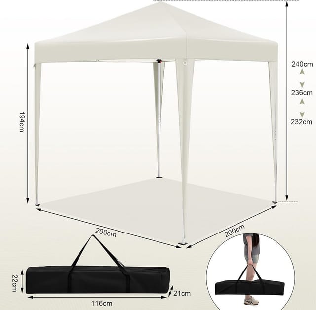 Woltu Pavillon 2x2m Faltpavillon Mit 4 Seitenteilen Und 4 Sandsäcke, Pop Up Partyzelt Gartenpavillon Wasserfest Uv-schutz Höhenverstellbar, Mit Tragetasche, Anthrazit