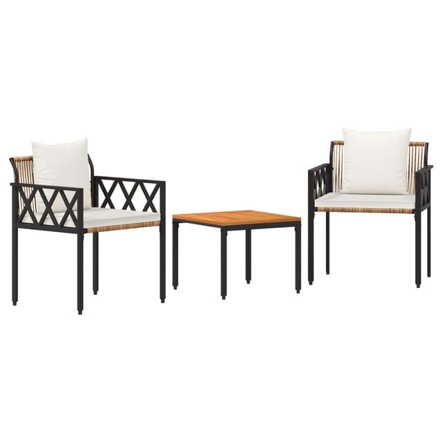 Gartenmöbel-set 3 Pcs Braun Und Creme Weiß Poly-rattan Vidaxl