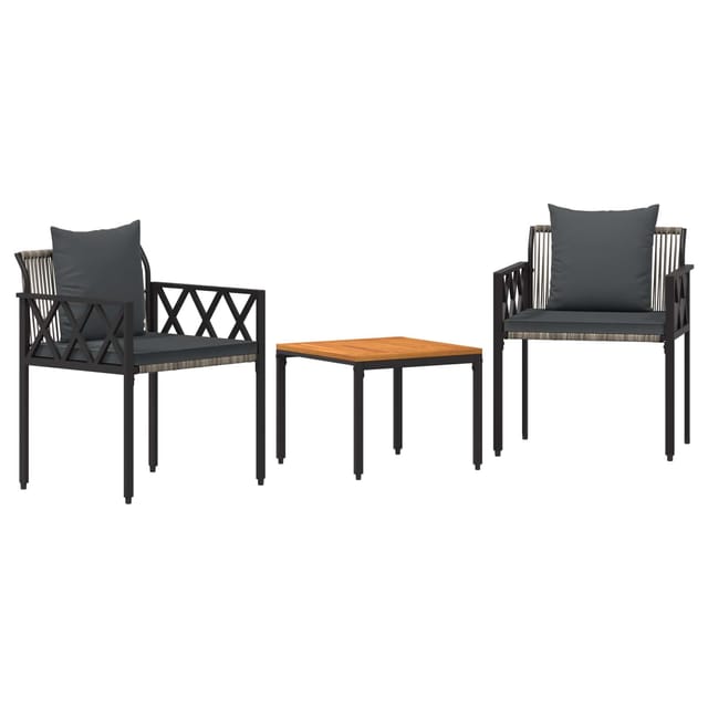 Gartenmöbel-set 3 Pcs Grau Und Dunkelgrau Poly-rattan Vidaxl