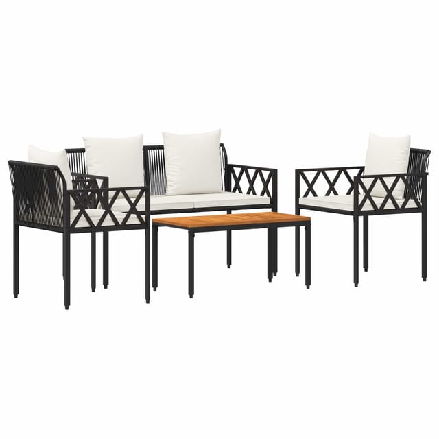 Gartenmöbel-set 4 Pcs Schwarz Und Cremeweiß Poly-rattan Vidaxl