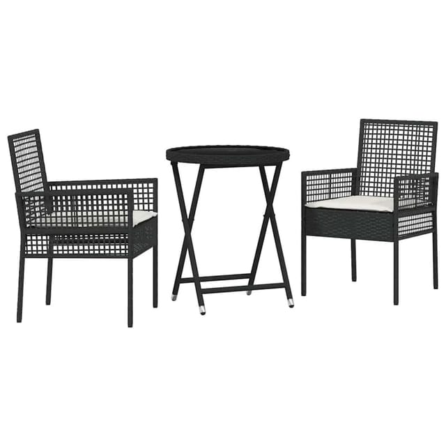 vidaXL Garten Bistro Set 3-Tlg Schwarz Poly Rattan 3334962