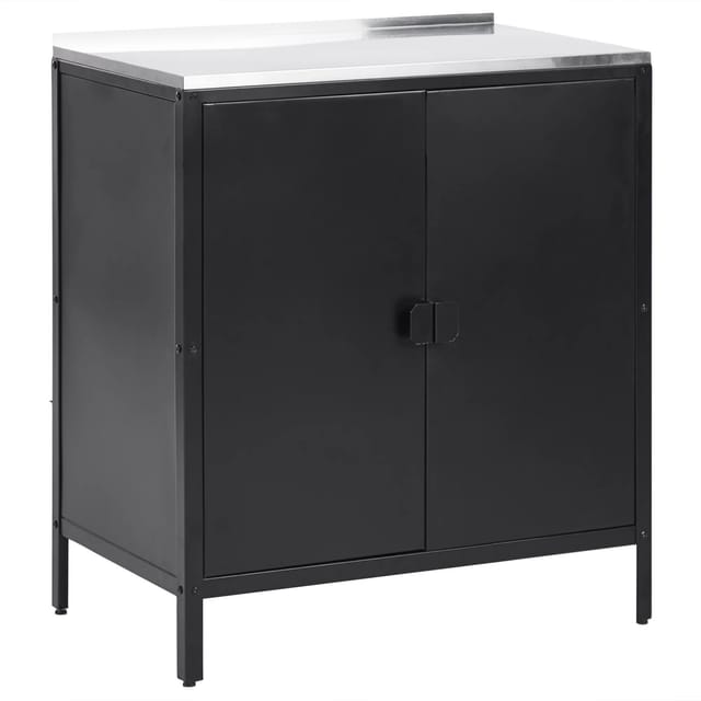 Beliani Gartenküche VILAMA Schwarz Silber 50x80x90