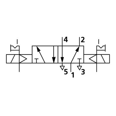 Riegler 5/2-Wegeventil, elpn., ext. Steuerluft, bistabil, G 1/4, 24 V DC