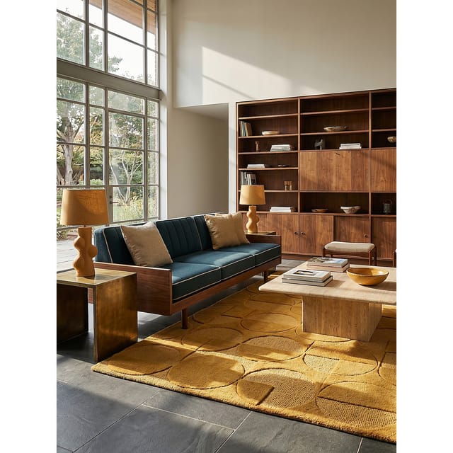 Wollteppich geometrisch Senfgelb 160 x 230 cm - DEBEN Kadima Design
