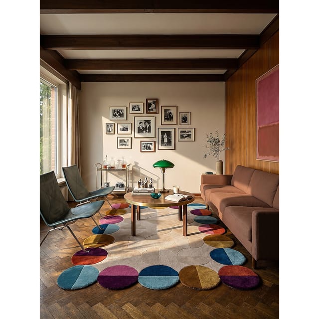 Wollteppich geometrisch Beige-Bunt 120 x 170 cm - HALLEIN Kadima