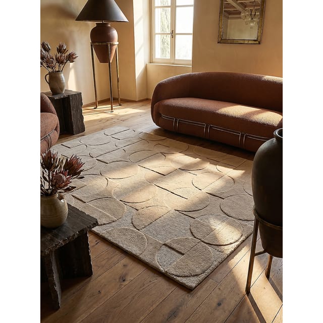 Wollteppich handgeschnitzt Natur 200 x 290 cm - DEBEN Kadima Design