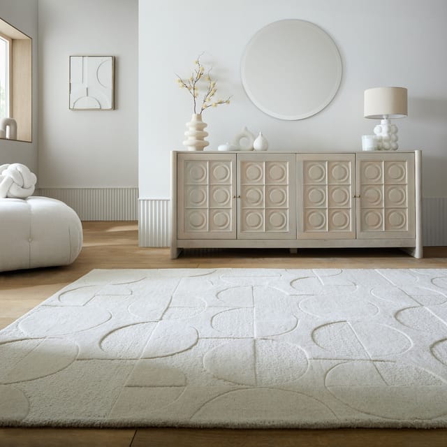 Wollteppich geometrisch Elfenbein 200 x 290 cm - DEBEN Kadima Design