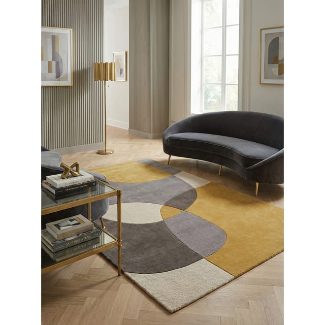 Wollteppich Hoch-Tief Ocker 200 x 290 cm - AIRE Kadima Design