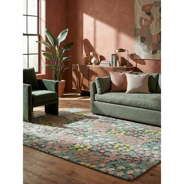 Wollteppich floral Grün-Bunt 160 x 230 cm - VALE Kadima Design