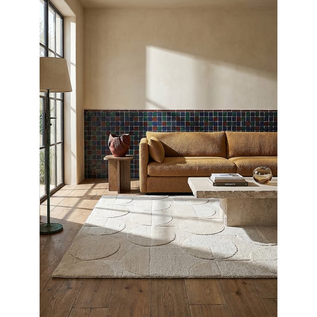Wollteppich Kurzflor Elfenbein 160 x 230 cm - DEBEN Kadima Design