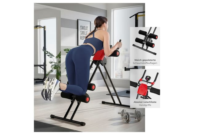 tectake® Bauchtrainer, 5-fach verstellbar, klappbar, mit Trainingscomputer