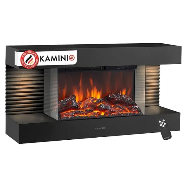 KAMINIO Elektrokamin LIZ, Elektrischer Kamin: 3D-Flammeneffekt, LED-Ambientelicht, Heizung 1800W