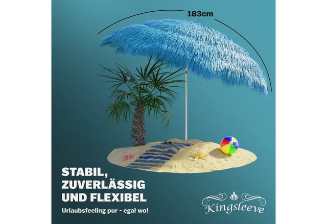 Kingsleeve Sonnenschirm, Hawaii Blau 160 cm Neigbar Höhenverstellbar Wasserabweisend Erdspieß