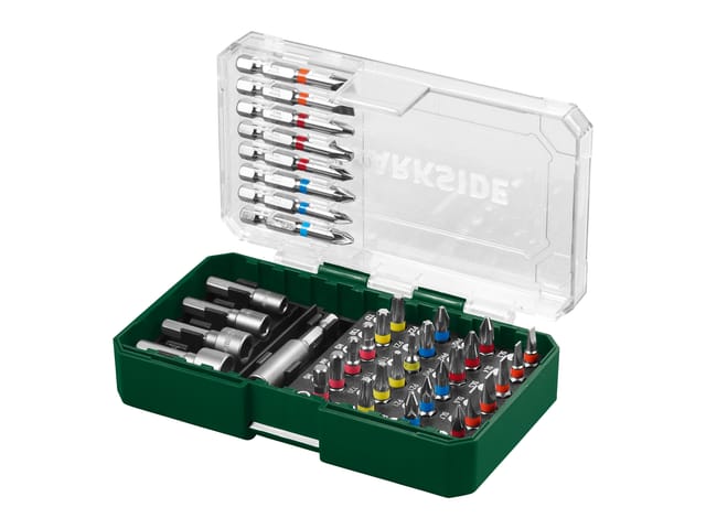 PARKSIDE® HSS-Spiralbohrer- / Steinbohrer- / Holzbohrer- / Bitschrauber-Set (Bitschrauber Set)