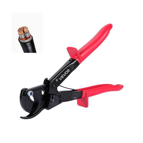 VEVOR Ratschen Kabelschneider, Kabelschere, Federstahlklingen mit PVC-Beschichteten Griffen, Schnellverschlussknopf, Drahtschere zum Schneiden von Kupfer- & Aluminiumkabeln bis zu 240 mm²