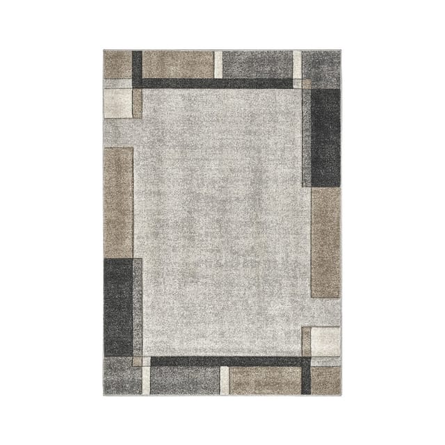 Moderner Geometrischer Teppich In Grau Und Beige Funny