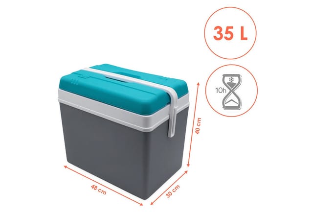 Kühlbox Aus Kunststoff 35 Liter - Dunkelgrau - Outdoor Thermobox Mit Tragegriff