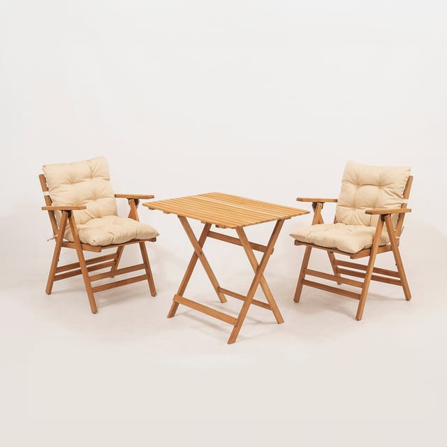 Gartentischset Mit 2 Faltbaren Holzstühlen Ruvan