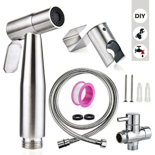 Bidet-set Mit Duschkopf – Handbrause Für Bidet – Toilettenduschkopf Mit Schlauch + Halterung Aus Edelstahl
