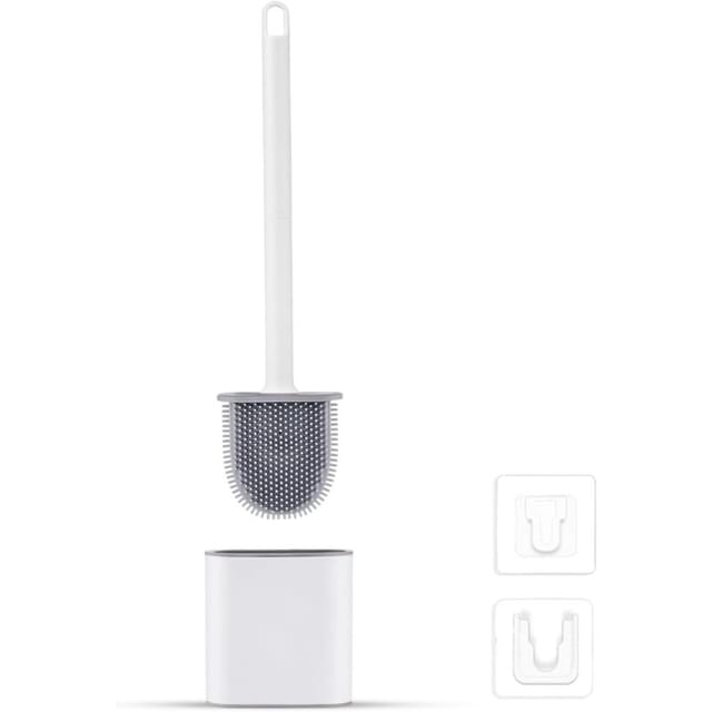 Silikon-toilettenbürsten-set – Toilettenbürste Und Halter, Tropffrei, Antibakteriell, Belüftete Toilettenbürste, Schnell Trocknend, Geruchsneutral,