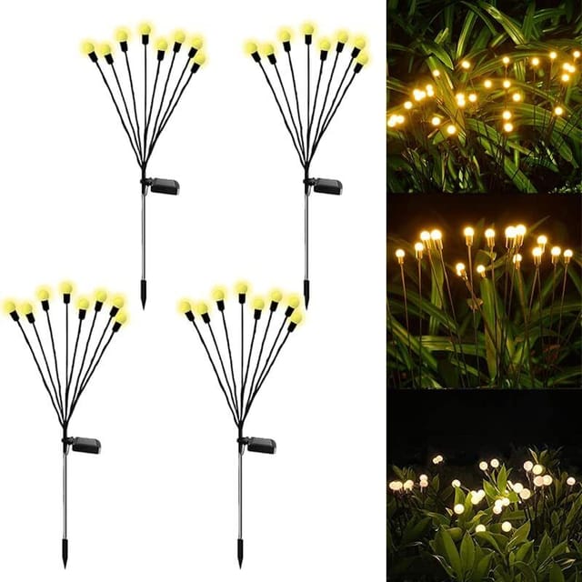 Pcs Dekorative Solar-gartenleuchten, 8 Led-solar-glühwürmchen-leuchten Für Den Außenbereich, Solarladung, Gartendekoration, Wasserdichte Leuchten Für Terrasse, Rasen Und Garten, Diy (4 Stück)