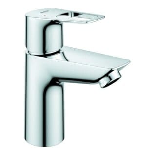 Grohe Bauloop Einhand-waschtischbatterie, S-size, Temperaturbegr., Lowflow 3,5l/min, Gl. Körper, Push-open-ablaufgarn., Chrom