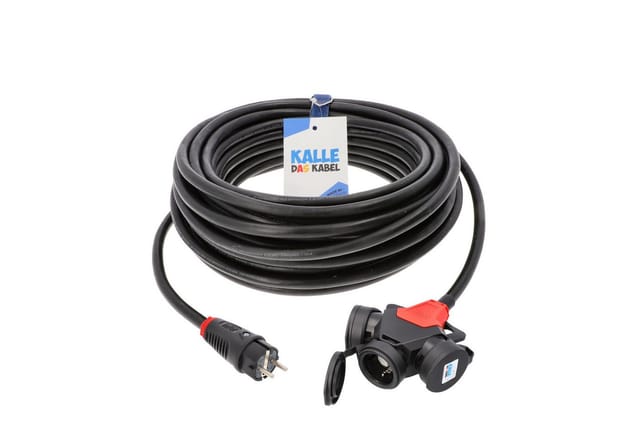 Kalle Verlängerungskabel Schuko 1,5mm² 3-fach Kupplung Ip44 20 Meter