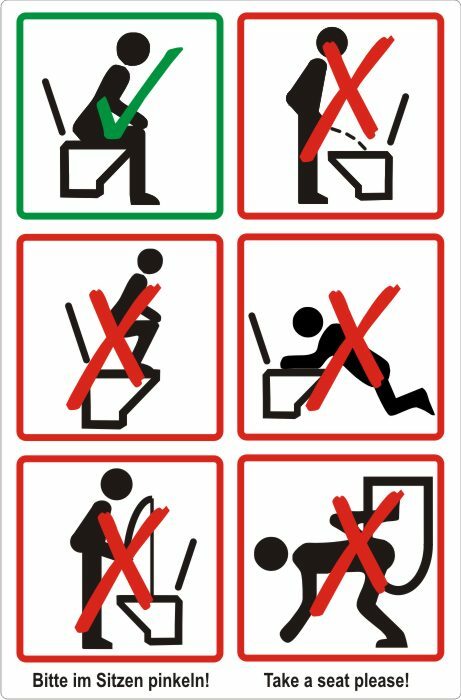 Bitte im Sitzen Pinkeln Toiletten WC Toilette Bad deutsch/engl. Nr. 4032