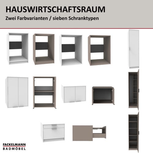 FACKELMANN Stauraumschrank, Stauraum Putzschrank 1 Tür Kaschmir 500x1882x651 mm - grau