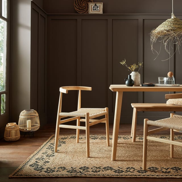 Jute-Teppich floral Braun-Schwarz 160 x 230 cm - NEATH Kadima Design