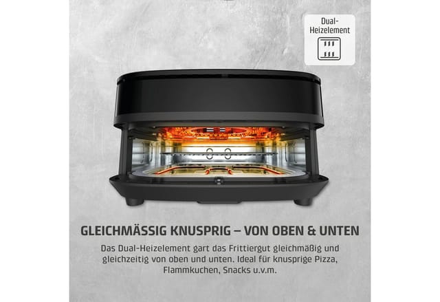Caso 3191 AirFry & PizzaChef (6 l Frittierkorb, Dual-Heizelement oben und unten, 11 Automatikprogramme, zwei Pizzafunktionen, 50?230 °C Temperatureinstellung)