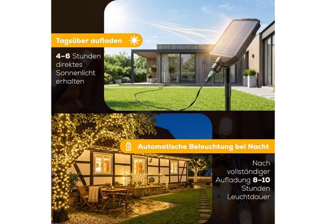 Salcar LED Solarleuchte LED Lichterkette Außen Solar Gartenleuchte Terrasse Balkon Party, 10,75m 240er LED mit Fernbedienung, 13 Modi, Wasserdichte