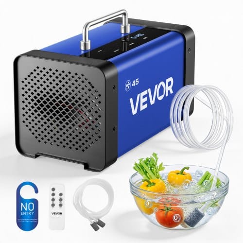 VEVOR Ozongenerator 45000mg/h, Industrielles Ozongerät mit 15s Startverzögerung Wasser-Ozonisierung & Fernbedienung, Ozonisator für Max. 350㎡, Ozon-Luftreiniger gegen Gerüche für Auto Hotel Wohnung