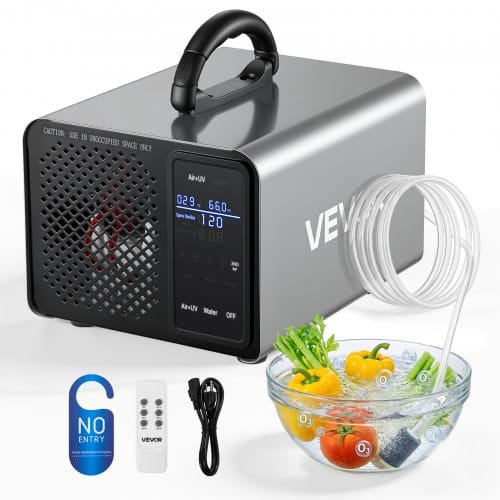 VEVOR Ozongenerator 36000mg/h, Industrielles Ozongerät mit 15s Startverzögerung Wasser-Ozonisierung & Fernbedienung, Ozonisator für Max. 300㎡, Ozon-Luftreiniger gegen Gerüche für Auto Hotel Wohnung
