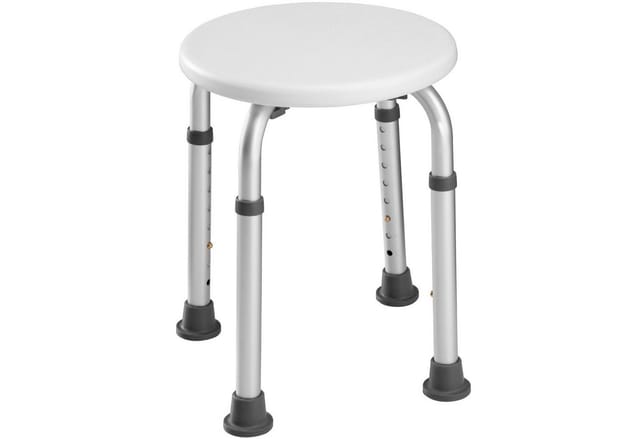 tectake® Aluminium Duschhocker, mit Teleskopbeinen, rutschfeste Gummifüße, 31 x 36 - 54 cm