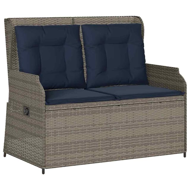 Vidaxl Garden Bench Grey Poly Rattan