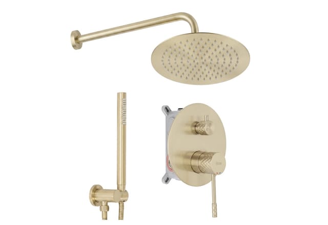 Unterputz Duschset Rea Lungo Diamond Brush Gold + Box