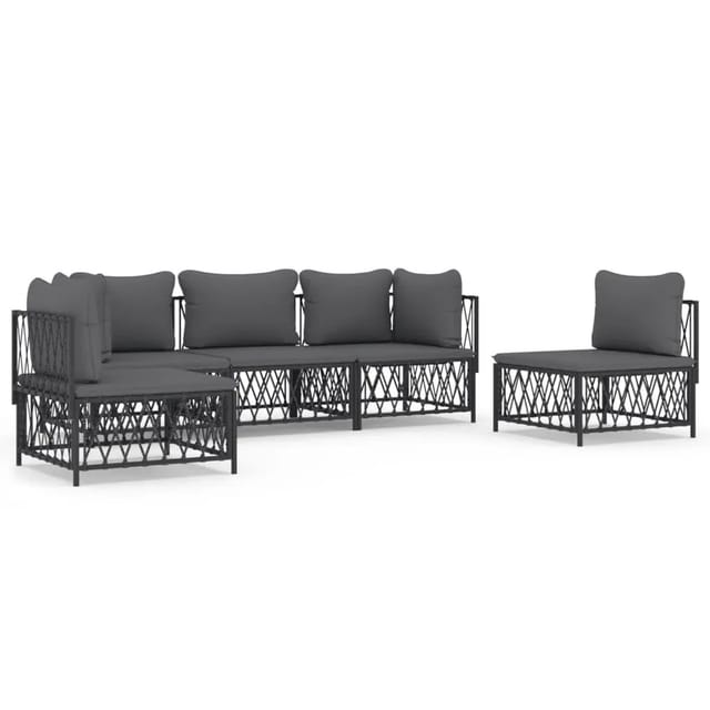Prolenta Premium 5-tlg. Garten-lounge-set Mit Kissen Anthrazit