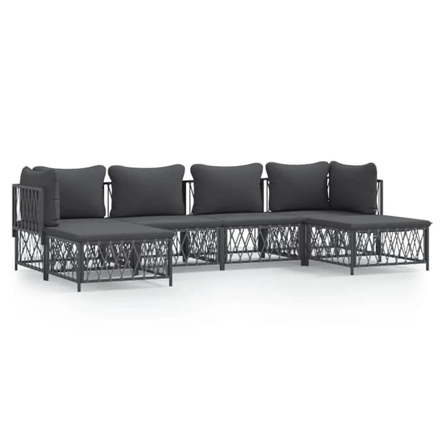 6-tlg. Garten-lounge-set Mit Kissen Anthrazit Stahl Vidaxl