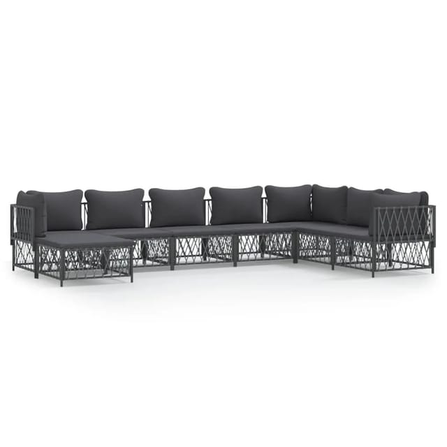 Prolenta Premium 8-tlg. Garten-lounge-set Mit Kissen Anthrazit