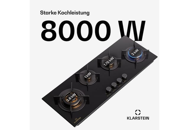 Klarstein Gaskocher 4 Flammig, Einbau-gaskocher Für Innenbereich & Wohnmobil, 8600w Edelstahl-gaskocher, 4 Flammen Gaskocher, Gasherde Mit Snapjet-brenner, Moderner Einbau Gasherd, Lpg Gas Herd