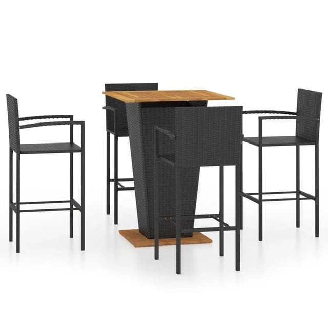 vidaXL 5-Tlg Gartenbar-Set Schwarz 3064870