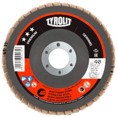 Fächerscheibe CERAMIC ø115 x 22,2mm 27A gekröpft CA40R PREMIUM Edelstahl