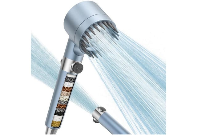 LuxusKollektion Handbrause Hochdruck-Duschkopf mit Filter, wassersparend, 4 Sprühmodi, 1,5m