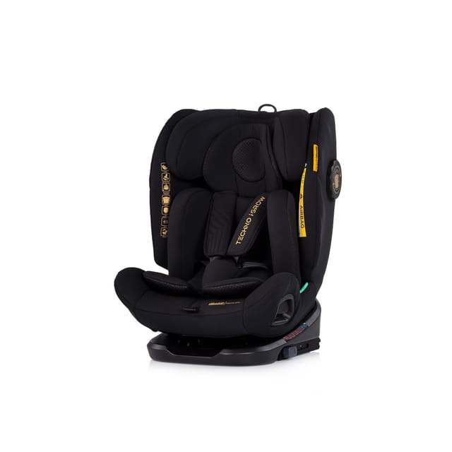 Chipolino Kindersitz Techno iGROW i-Size (40-150cm) Isofix Top Tether Kopfstütze schwarz