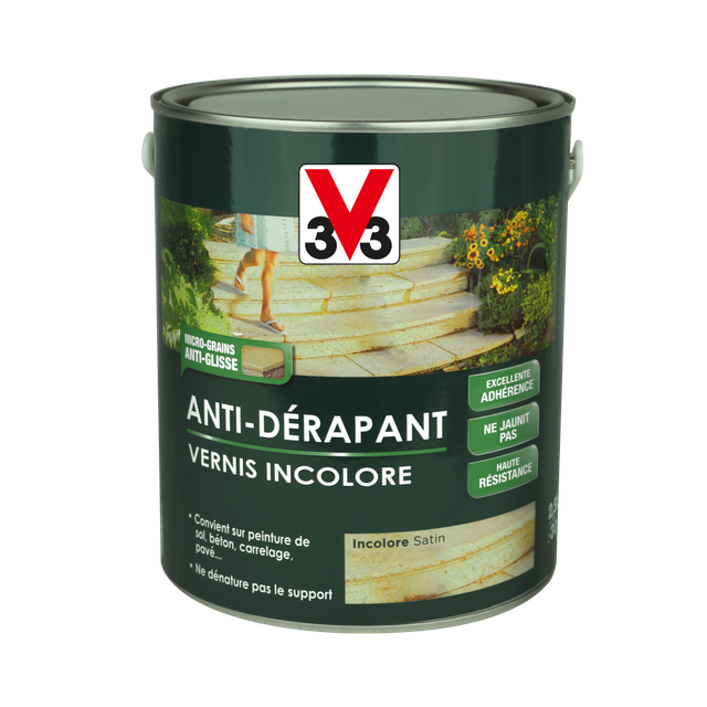 V33 Farbloser, Seidenmatter Antirutschlack Für Außen- Und Innenböden, 2,5 L V33