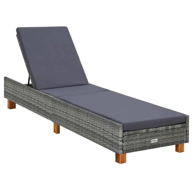 Prolenta Premium Sonnenliege Mit Auflage Poly Rattan Grau