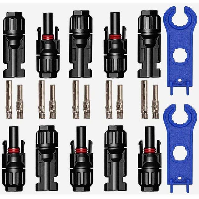 5 Pares Connecteur Pv, Connecteur Solaire Photovoltaïque Avce Clés Hexagonales, Connecteurs Electriques Solaire Etanche Mâle + Femelle Pour Panneaux Solaires Cable Accessories, Noir
