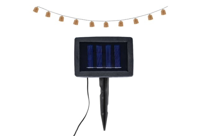 Led Solar Lichterkette 10 Lampions In Rattan Optik Mit 7 Funktionen - 380 Cm - Led Garten Deko Beleuchtung Warm Weiß